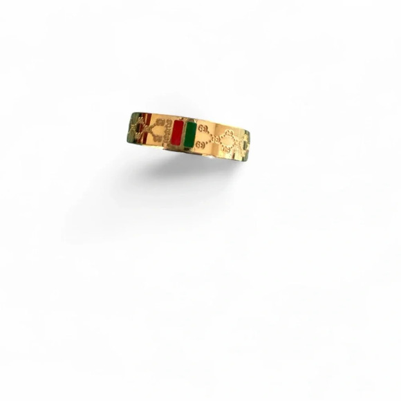 Artisan Designed Multicolored Etched Ring 7 - Picture 1 of 4